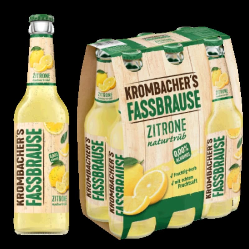 Krombacher Fassbrause Zitrone naturtrüb 6x0,33l 