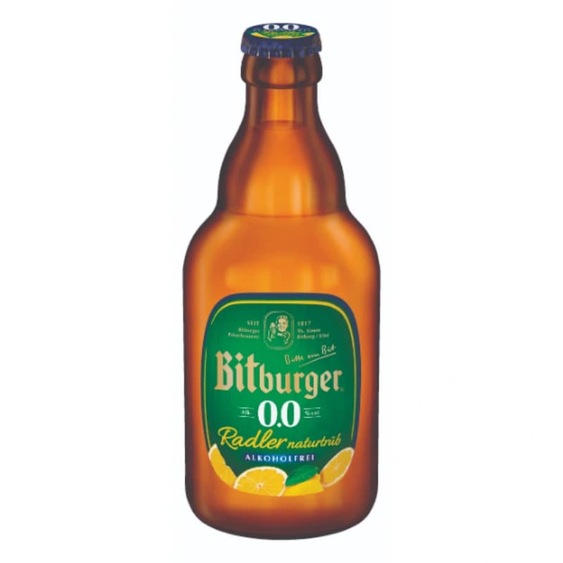 Bitburger 0,0% Radler naturtrüb Steinie 0,33l 